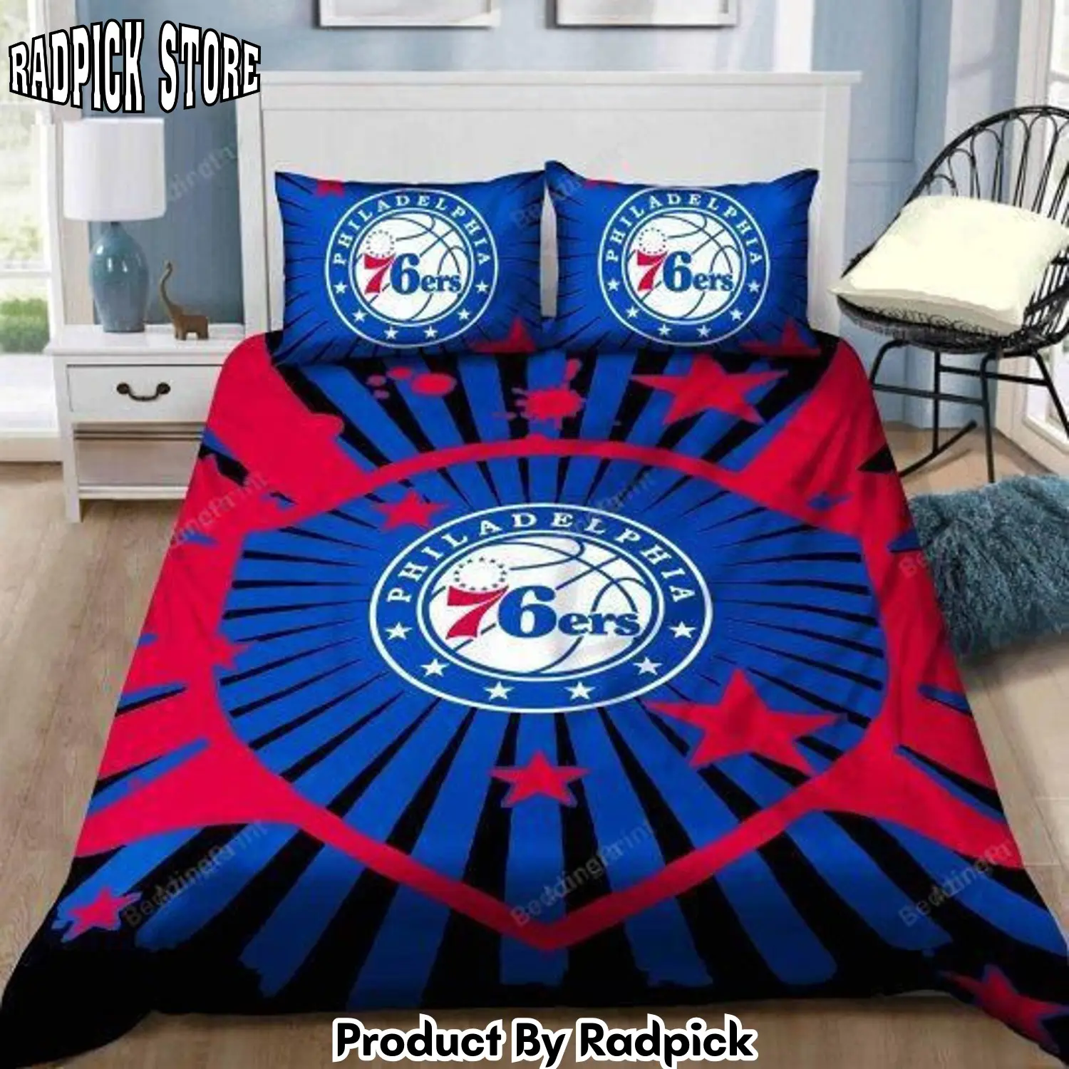 Radpick 3d philadelphia 76ers basketball logo bedding set duvet cover pillow cases rp3278949